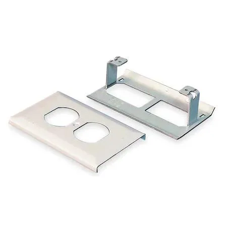Gray steel duplex receptacle cover for 3000 series raceway, includes device bracket