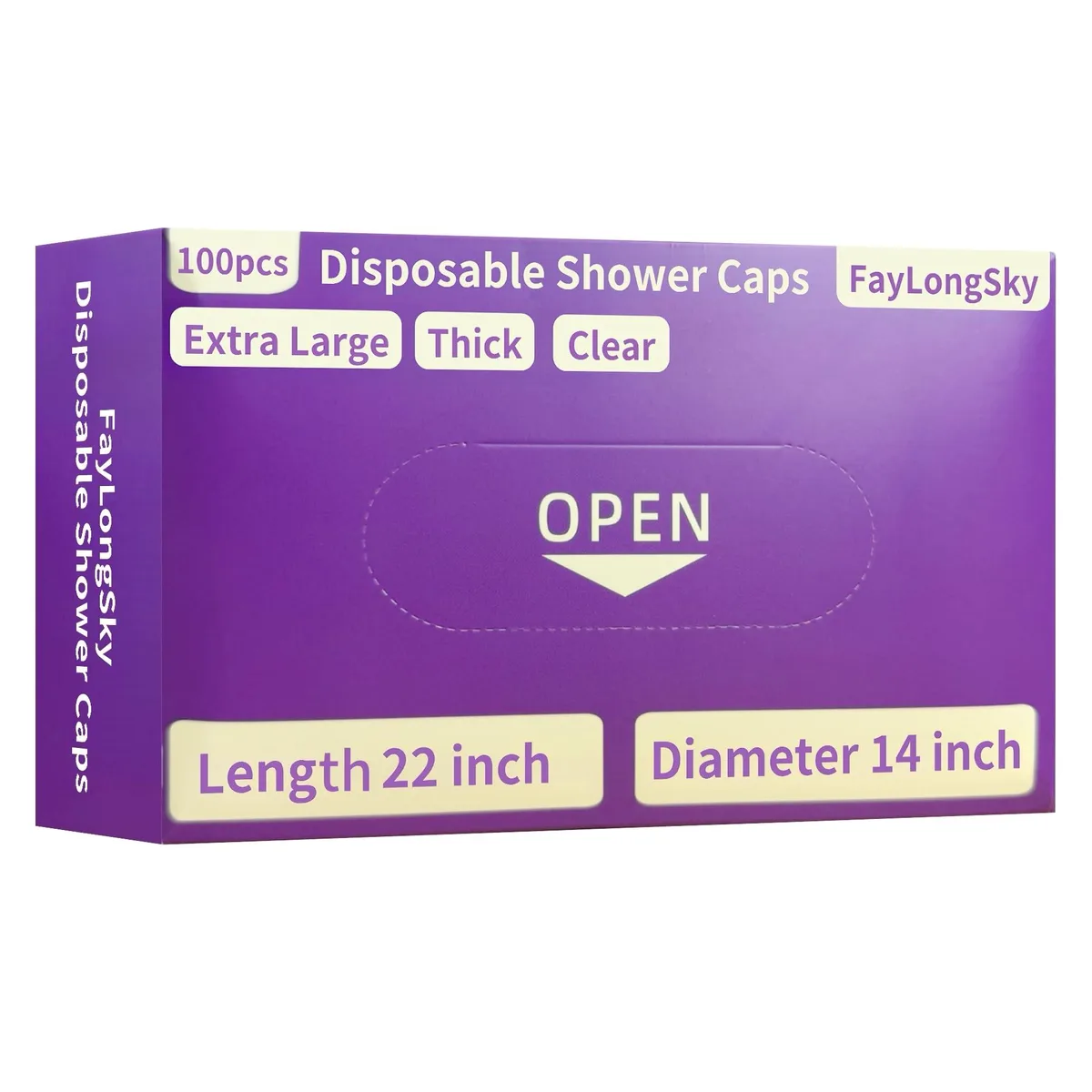 Box of 100 clear disposable shower caps 12 inch 22 inch elastic edge