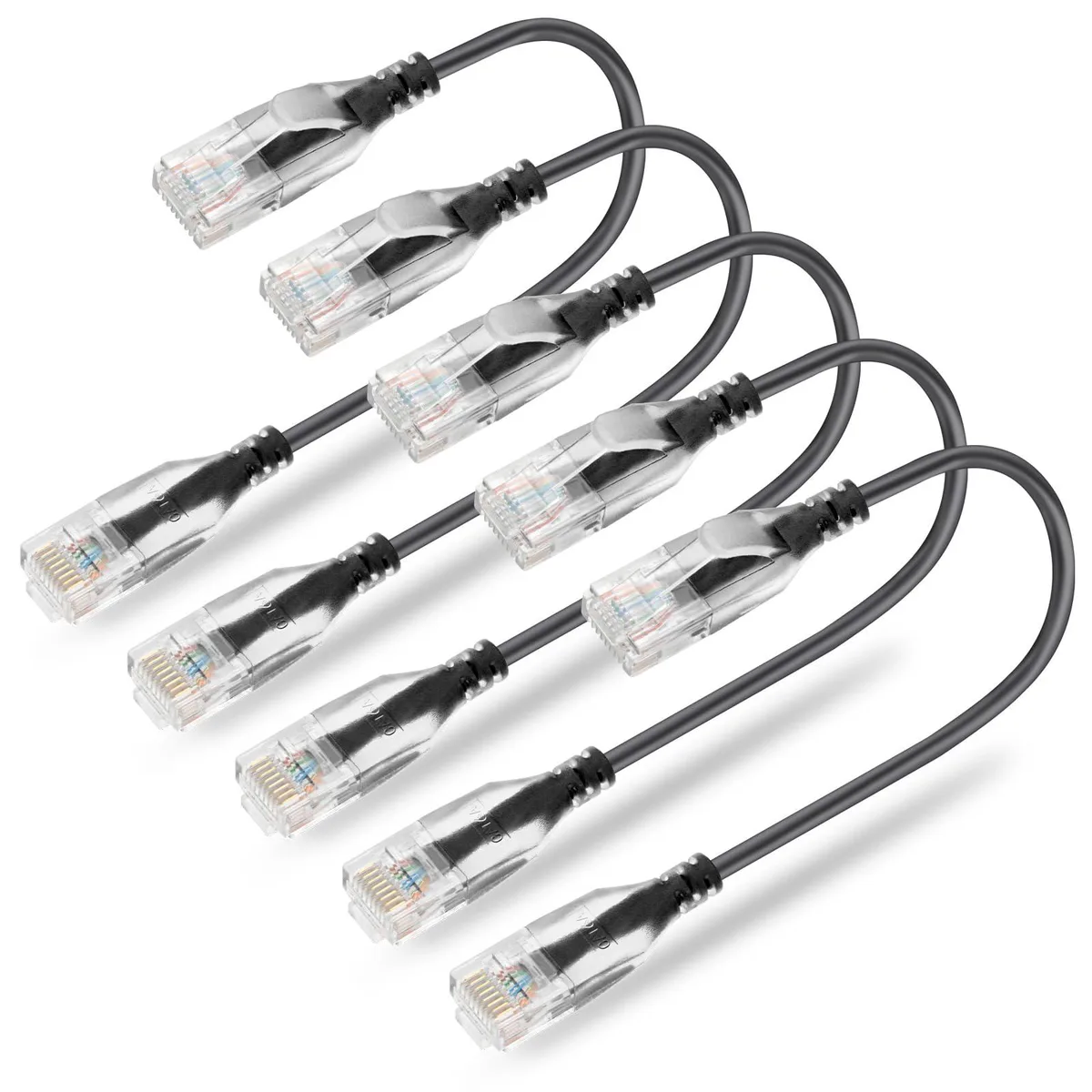  Qiuean Cat 6a Slim Ethernet Cable 2ft 10 Pack 28AWG Black — product photo