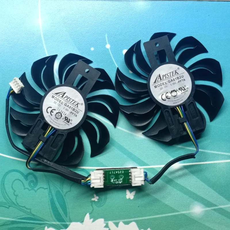 SXDOOL SXDOOL GA81B2U 12V 0.38A 75mm fan pair with board — product photo