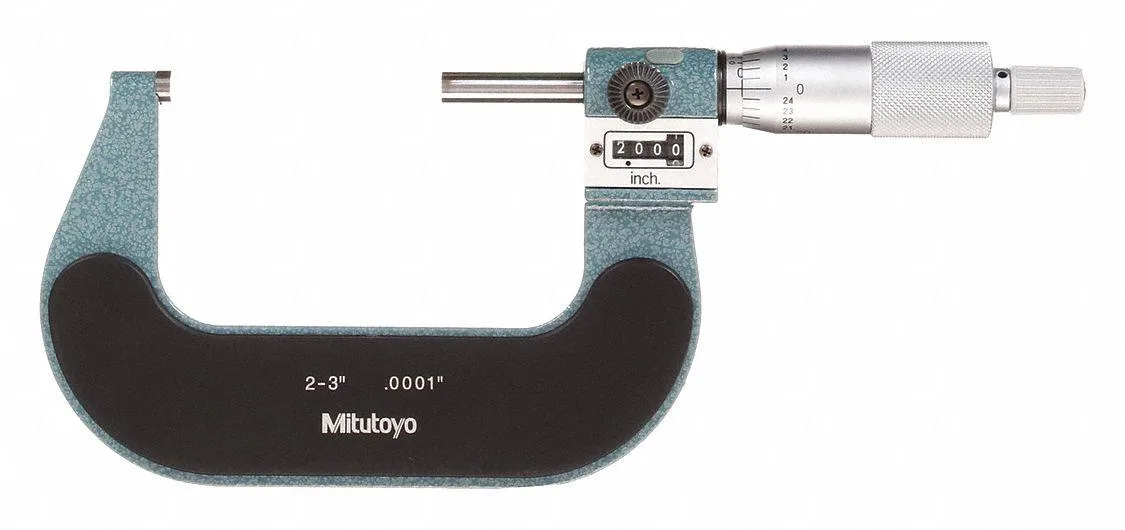 Mitutoyo 193-213 digital micrometer, ratchet thimble, carbide anvil, 2 to 3 inch range