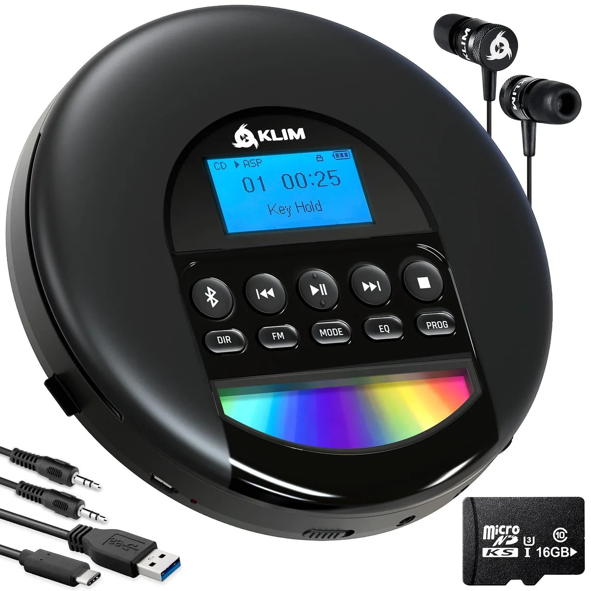  Nomad Portable CD Player Black 16GB 14h Battery Bluetooth Headphones — product photo