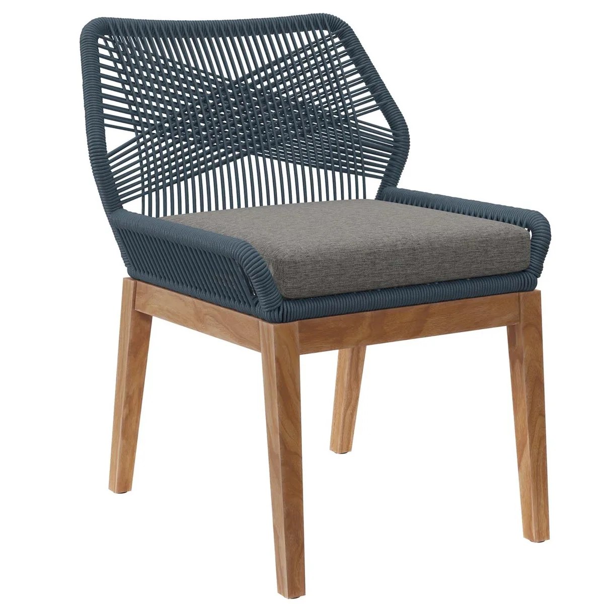 Modway Furniture Modway Furniture Wellspring Outdoor Patio Teak Wood Dining Chair Grey Rope R1-85/C163 — product photo