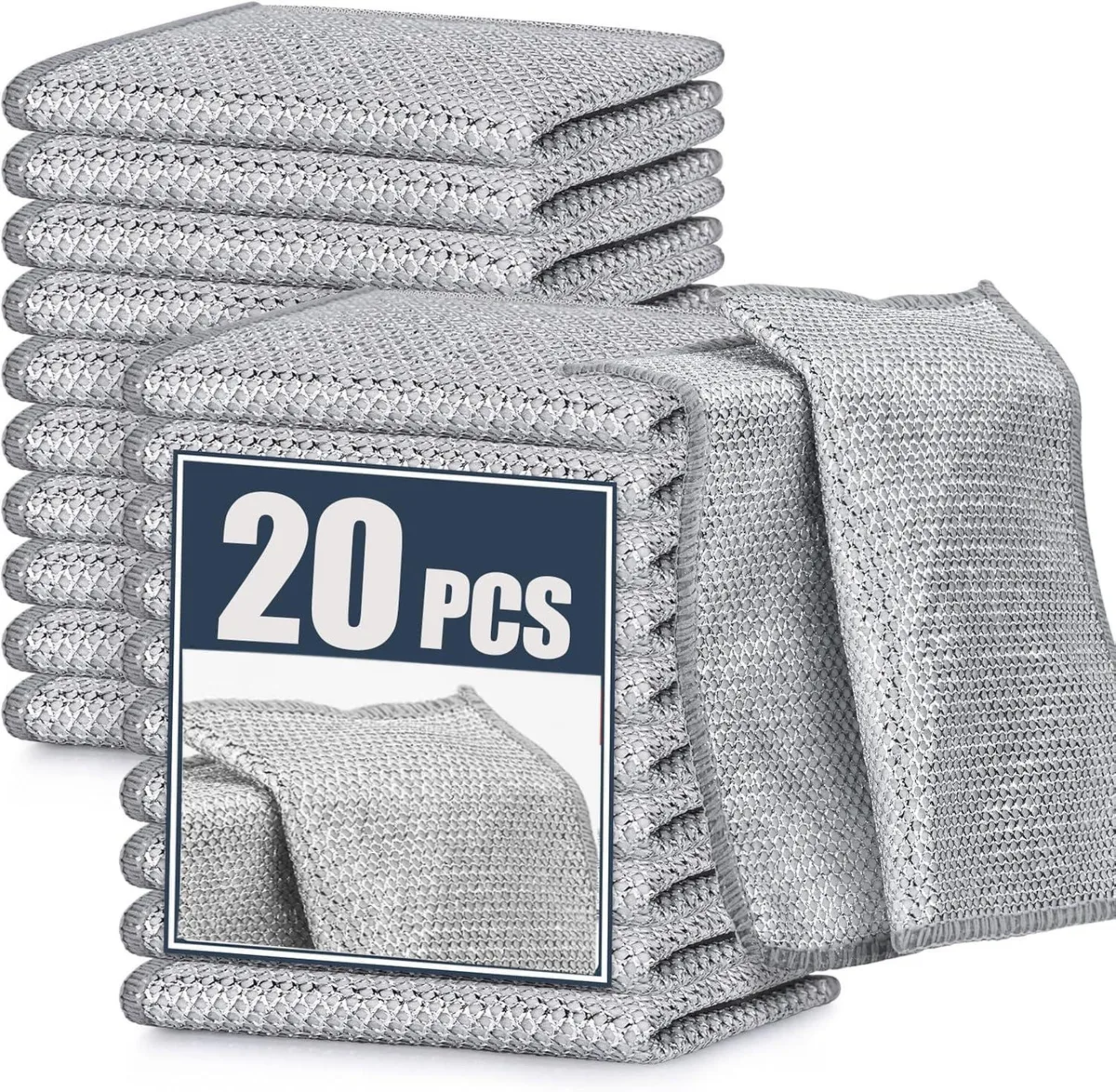  3M 20 Pcs Non Scratch Steel Wire Dishcloth 7.87in 2-Layer — product photo
