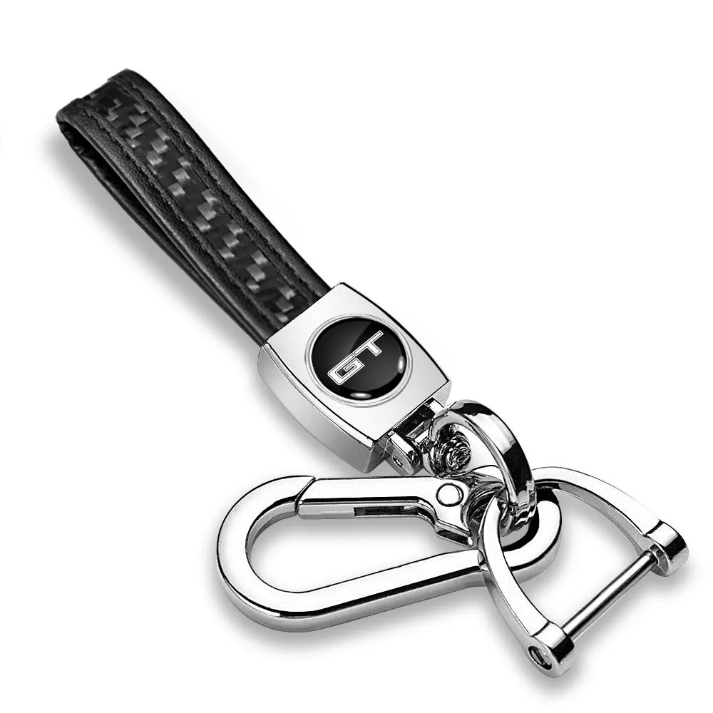iPick Image, LLC iPick Image, LLC Ford Mustang GT Black Real Carbon Fiber Loop-Strap Chrome Hook Key Chain — product photo