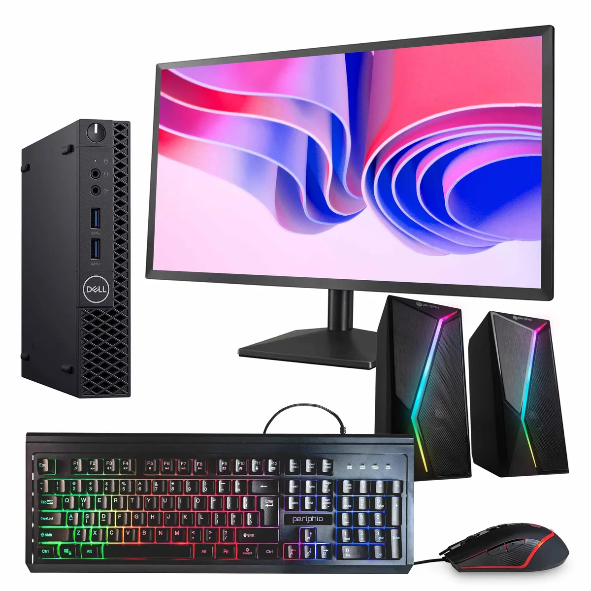 DELL DELL OptiPlex 3070 Mini PC i5-9500T 16GB DDR3 1TB SSD 24" Monitor WiFi Bluetooth RGB Speaker desktop PC — product photo
