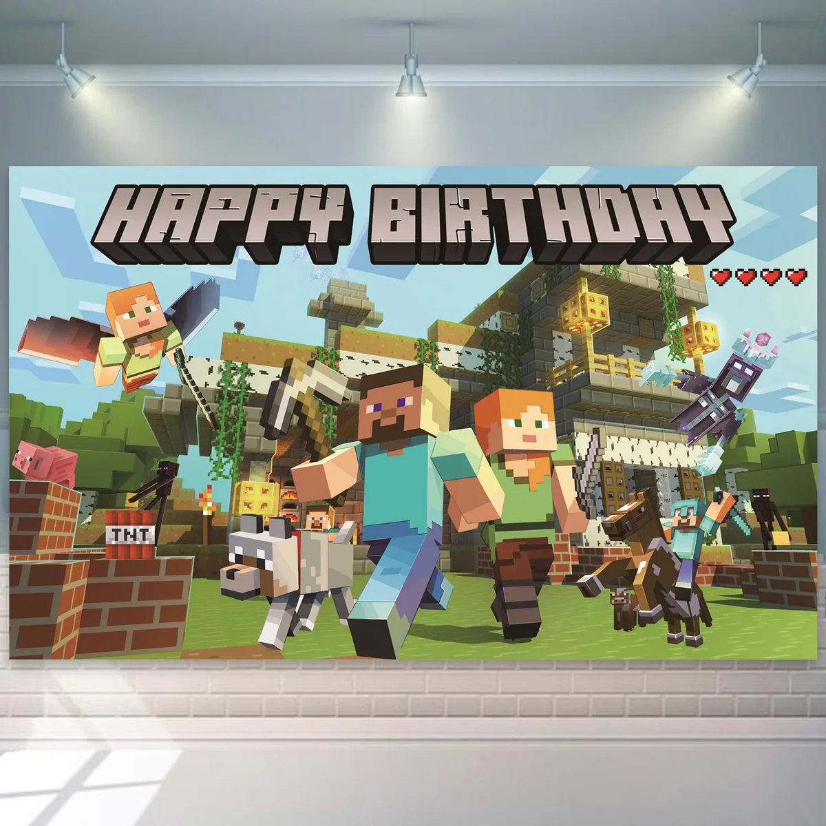 InBoxxarty InBoxxarty Pixel Game Birthday Backdrop Green White Party Supply — product photo