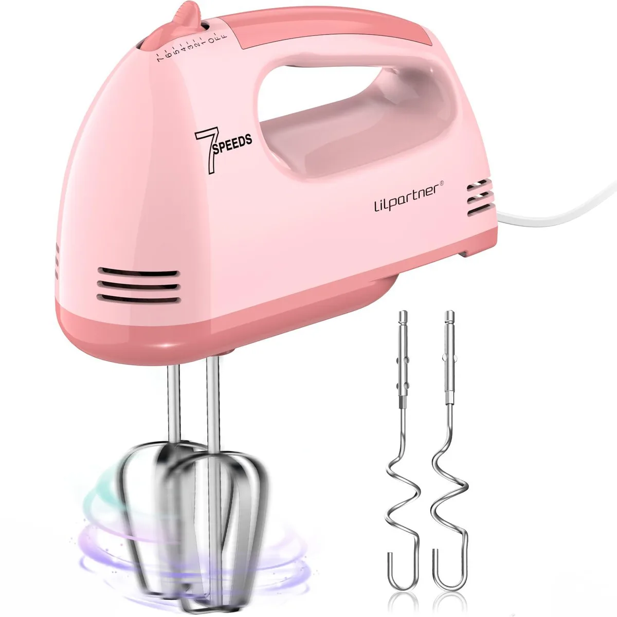  LILPARTNER 133S Hand Mixer 7 Speeds 200W Pink 304 Attachments — product photo
