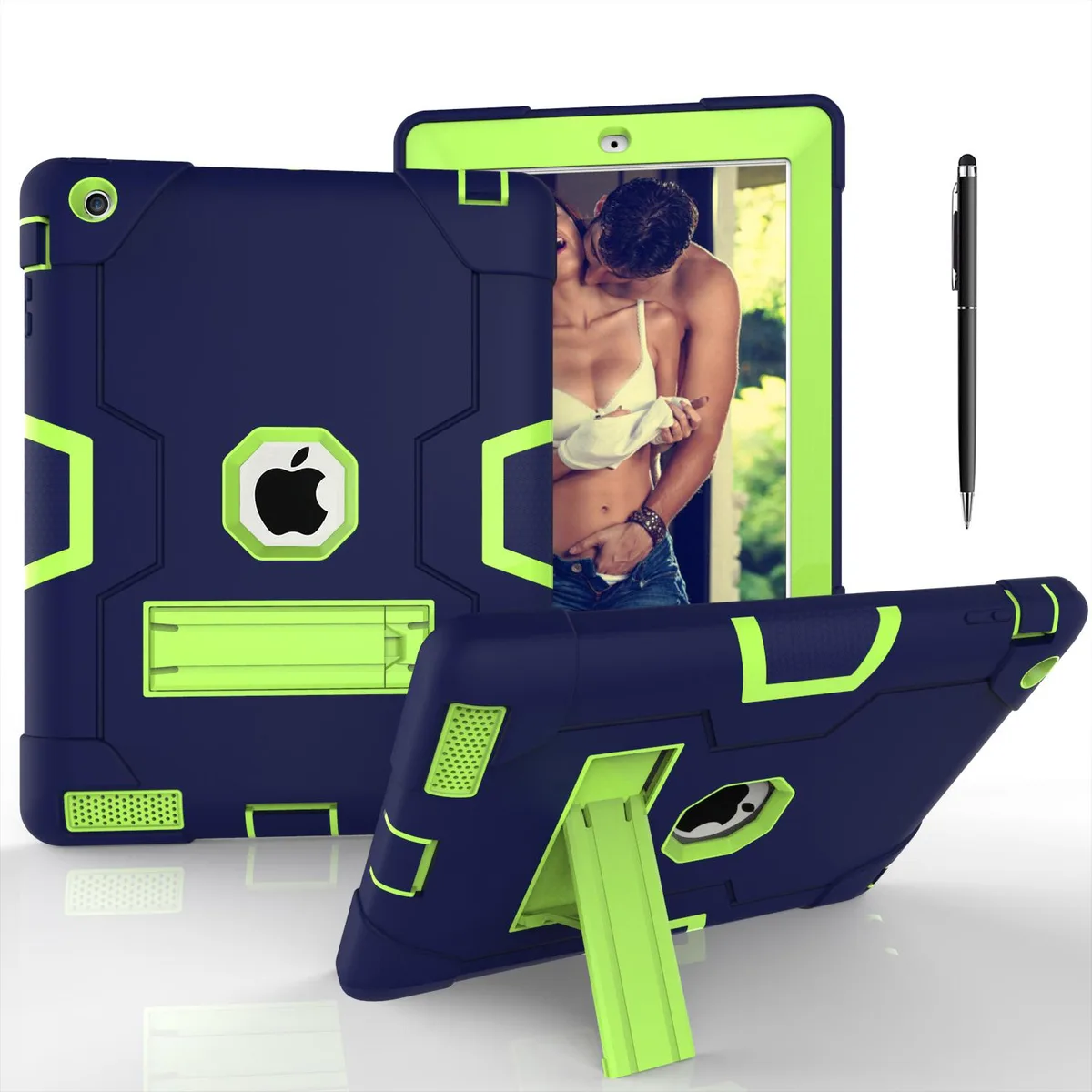 BONAEVER BONAEVER iPad 2/3/4 9.7" Hard Case Green with Kickstand &amp; Stylus — product photo