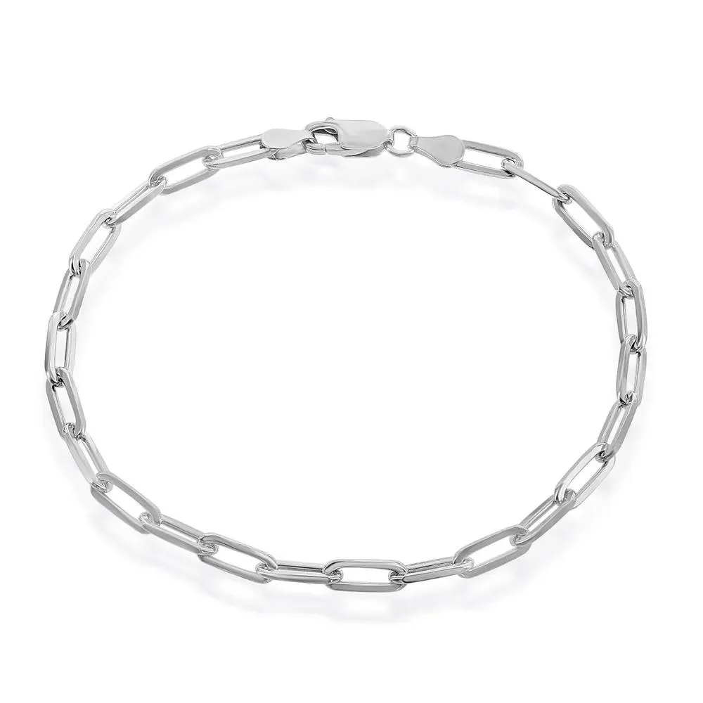 MST MST 925 Sterling Silver Paper Clip Bracelet 4mm 7 Inch Italy — product photo
