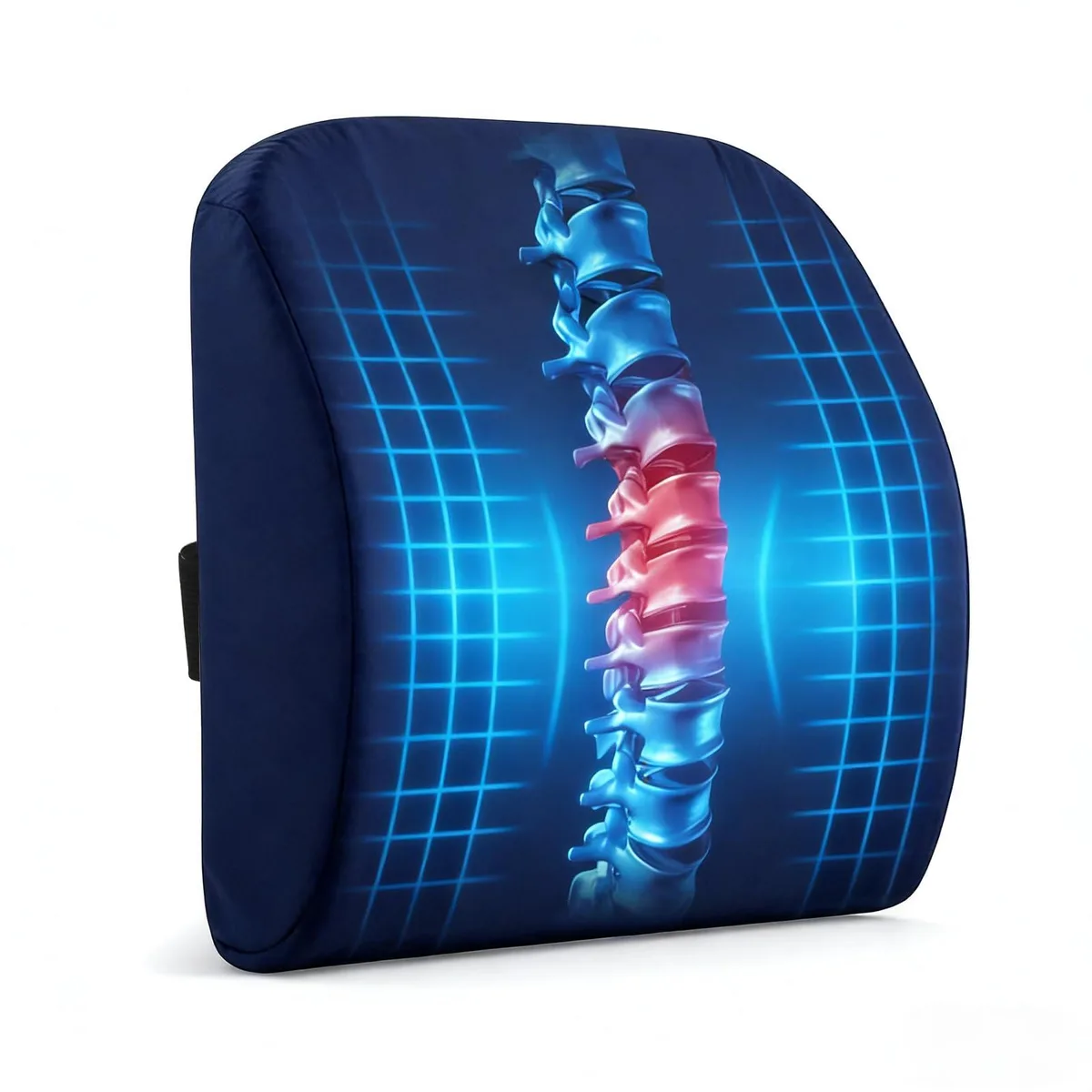 Ten black memory-foam lumbar pillows with breathable mesh covers