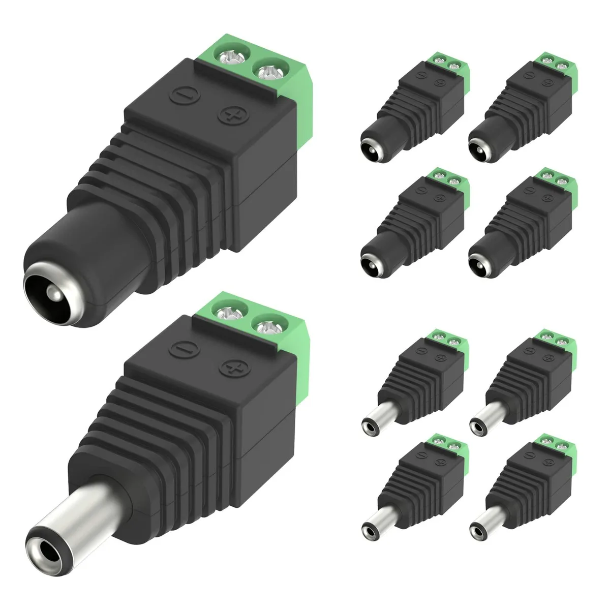Vszerda Vszerda 12 V DC power connector 5.5 mm × 2.1 mm 5 male 5 female audio adapter — product photo