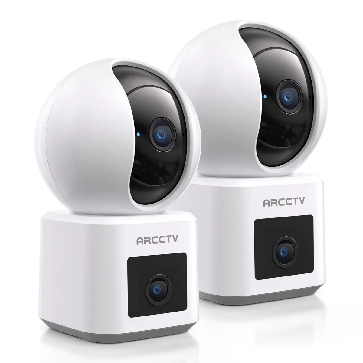  ARCCTV 2-Pack Dual Lens Indoor Security Camera 2.5K WiFi 6 360° AI Tracking 1080P 2.4 GHz 54Mbps — product photo