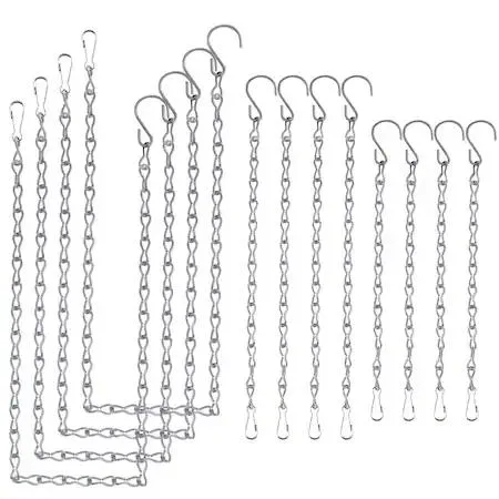 Twelve chrome chains in three lengths, S-hooks included