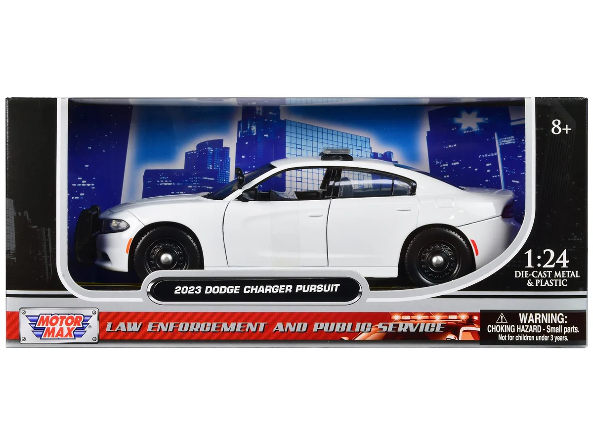 MOTORMAX MOTORMAX 2023 Dodge Charger Pursuit Police Car Plain White 1/24 Diecast — product photo