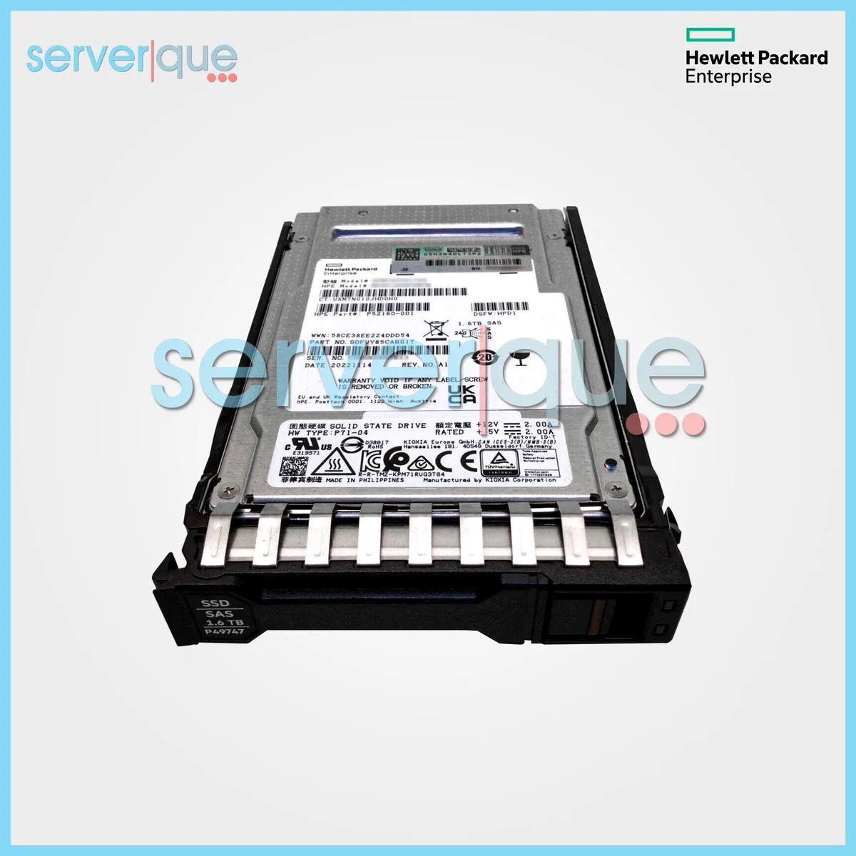HPE HPE P49049-B21 1.6TB 24Gbps SAS 2.5" enterprise SSD — product photo