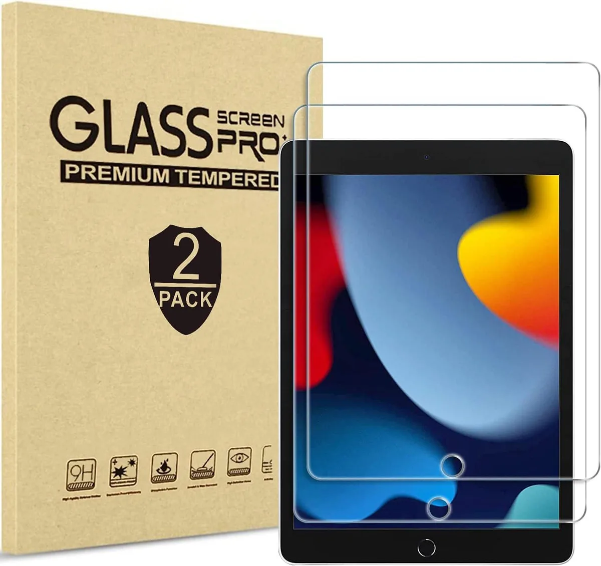 Werleo Werleo Tempered Screen Protector 2 Pack 10.2 Inch iPad 7th 8th 9th Gen Clear — product photo