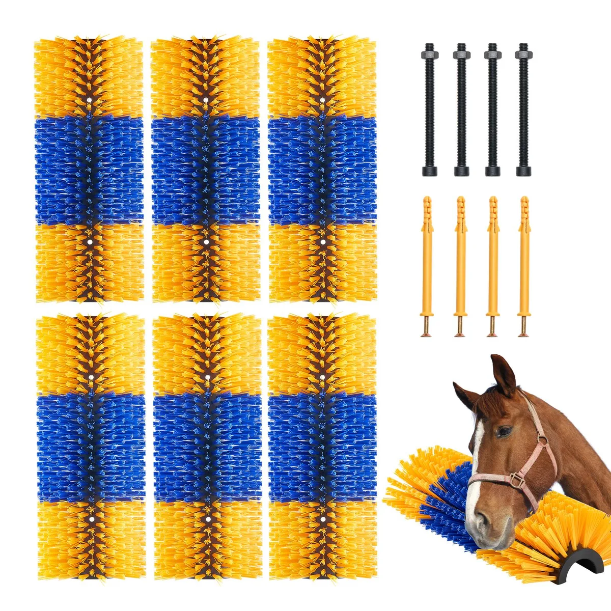 VEVOR VEVOR Livestock Scratching Brush 6 Pcs 20.08 x 7.48 in Yellow Blue specialty appliance — product photo