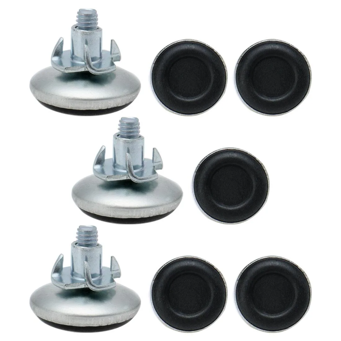 Eight M8 adjustable leveling feet with plastic bases