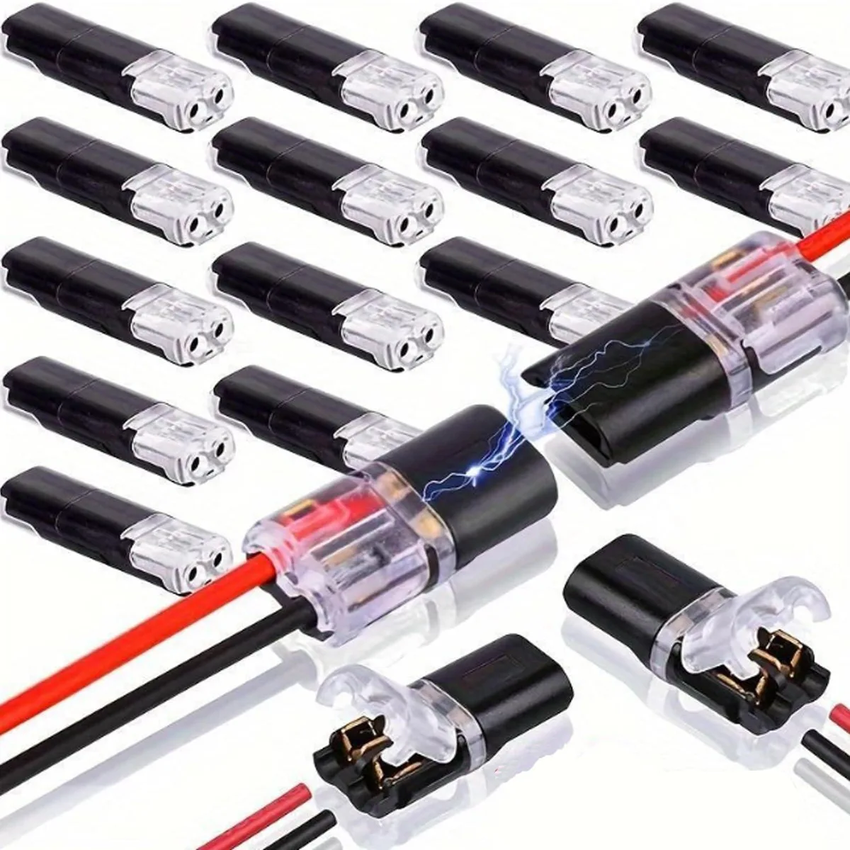 50pcs Double-Wire Plug-in Connector with Locking Buckle, Quick-Clip Fasteners — product photo