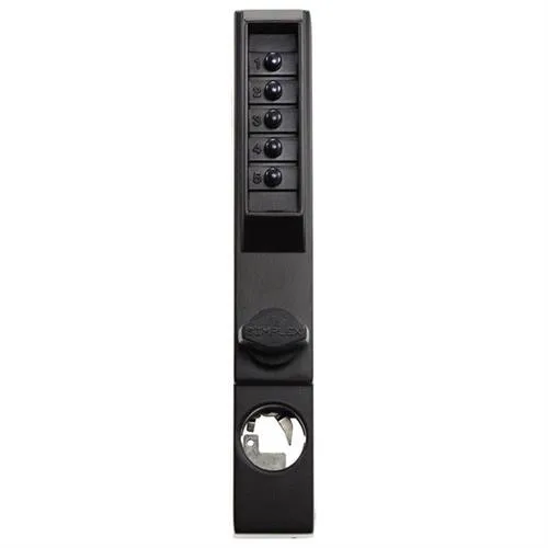 Black Duranodic 55 mechanical pushbutton combination lock for narrow stile doors