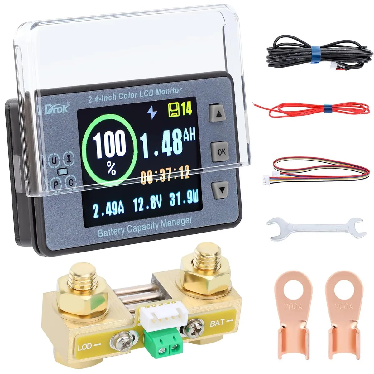 BFKK BFKK DC 8-100V 200A Battery Monitor 2.4 inch LCD electrical system tool — product photo