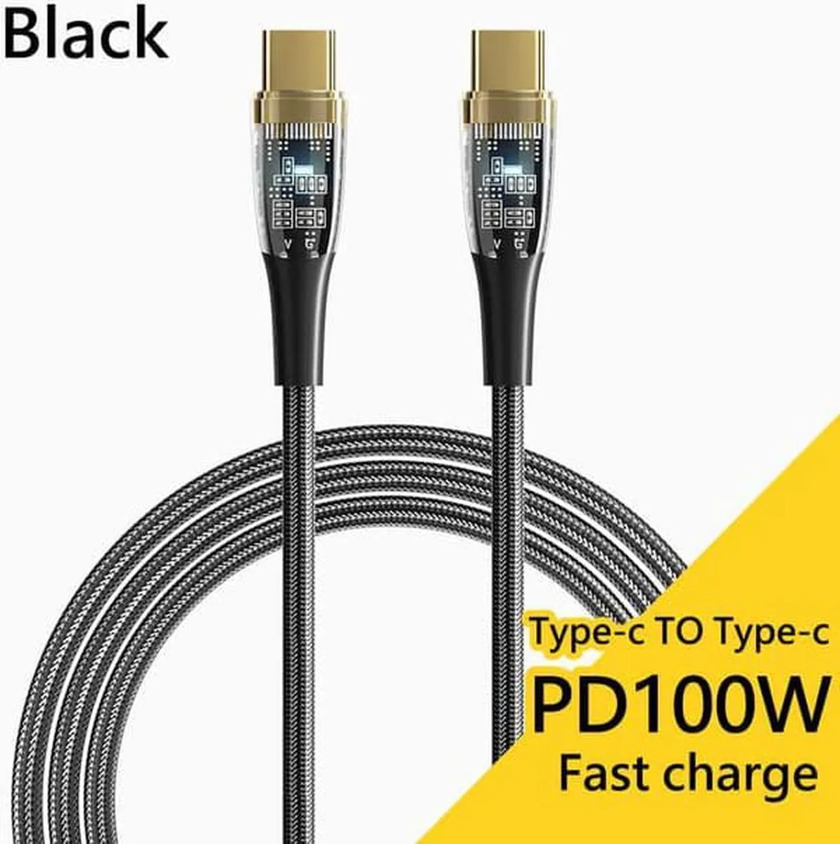 SMUGDESK SMUGDESK 100W USB C to USB C Cable Transparent Shell Black 3.3ft — product photo