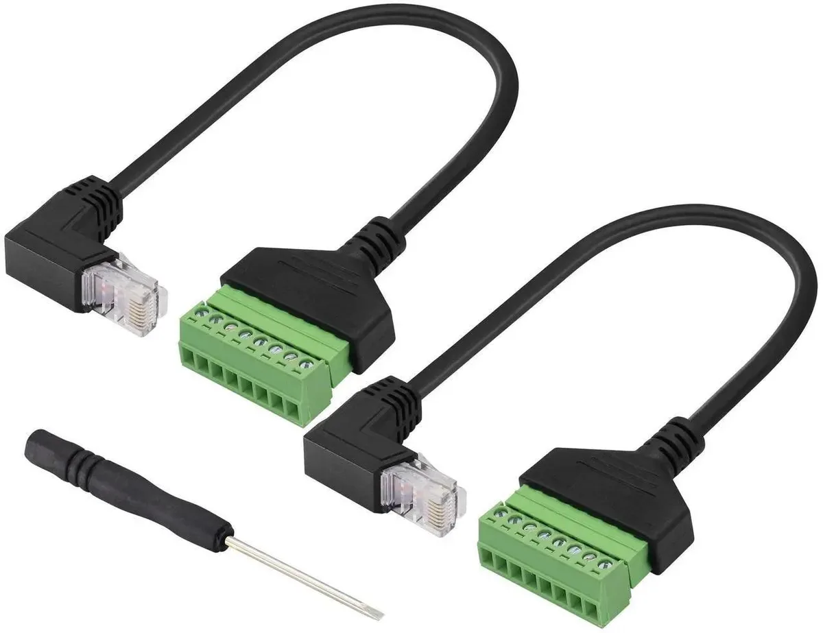 SMUGDESK SMUGDESK 2 Pack Cat5 RJ45 Male to 8Pin Screw Terminal Network Cable 30cm 90° DownAngle — product photo