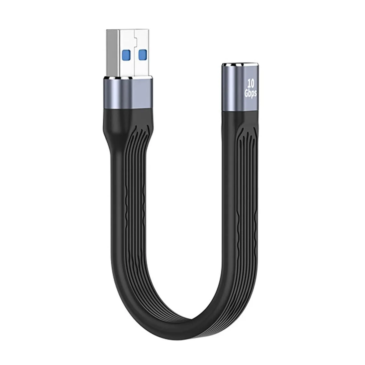 Flat slim FPC cable with USB-C female to USB-A male connectors, 13cm length