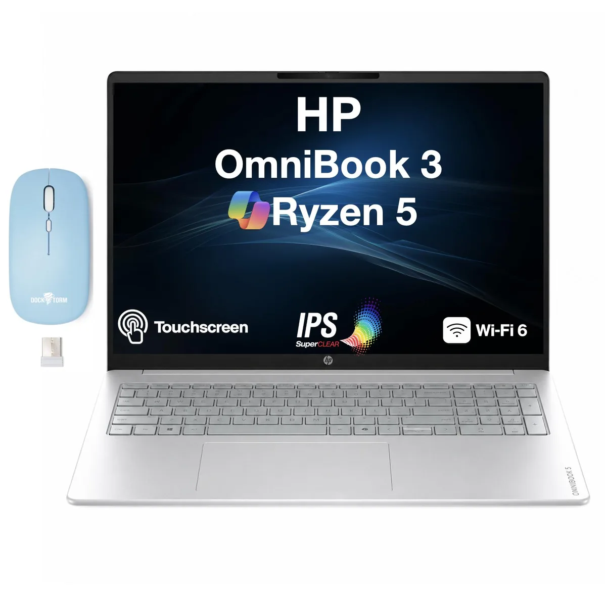 HP HP OmniBook 3 16.0" Touchscreen Ryzen 5 40 16GB LPDDR5X 4TB SSD Silver — product photo