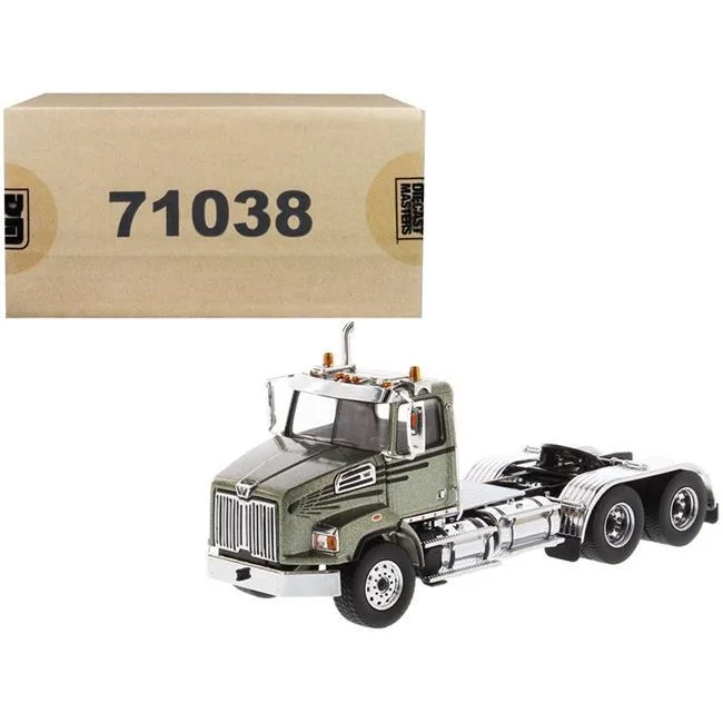 DieCast Masters DieCast Masters Western Star 4700 SB Tandem Day Cab Tractor Metallic Olive Green 1/50 vehicle — product photo