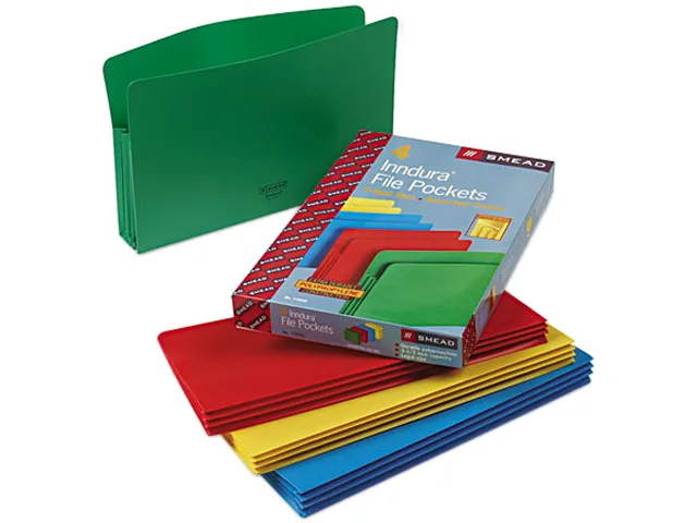 Smead Smead 73550 File Folder Expansion Drop Front 3.5 Inch Poly Legal Assorted 4/Box — product photo