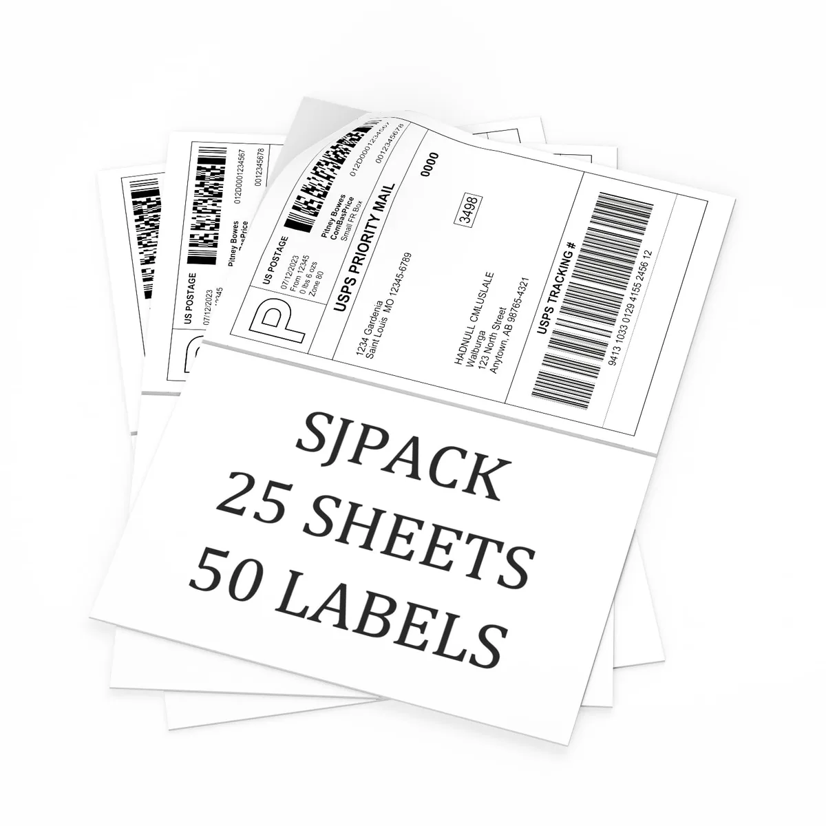 SJPACK Halfpage Self-Adhesive Shipping Labels 8.5" x 5.5" 50 Labels — product photo