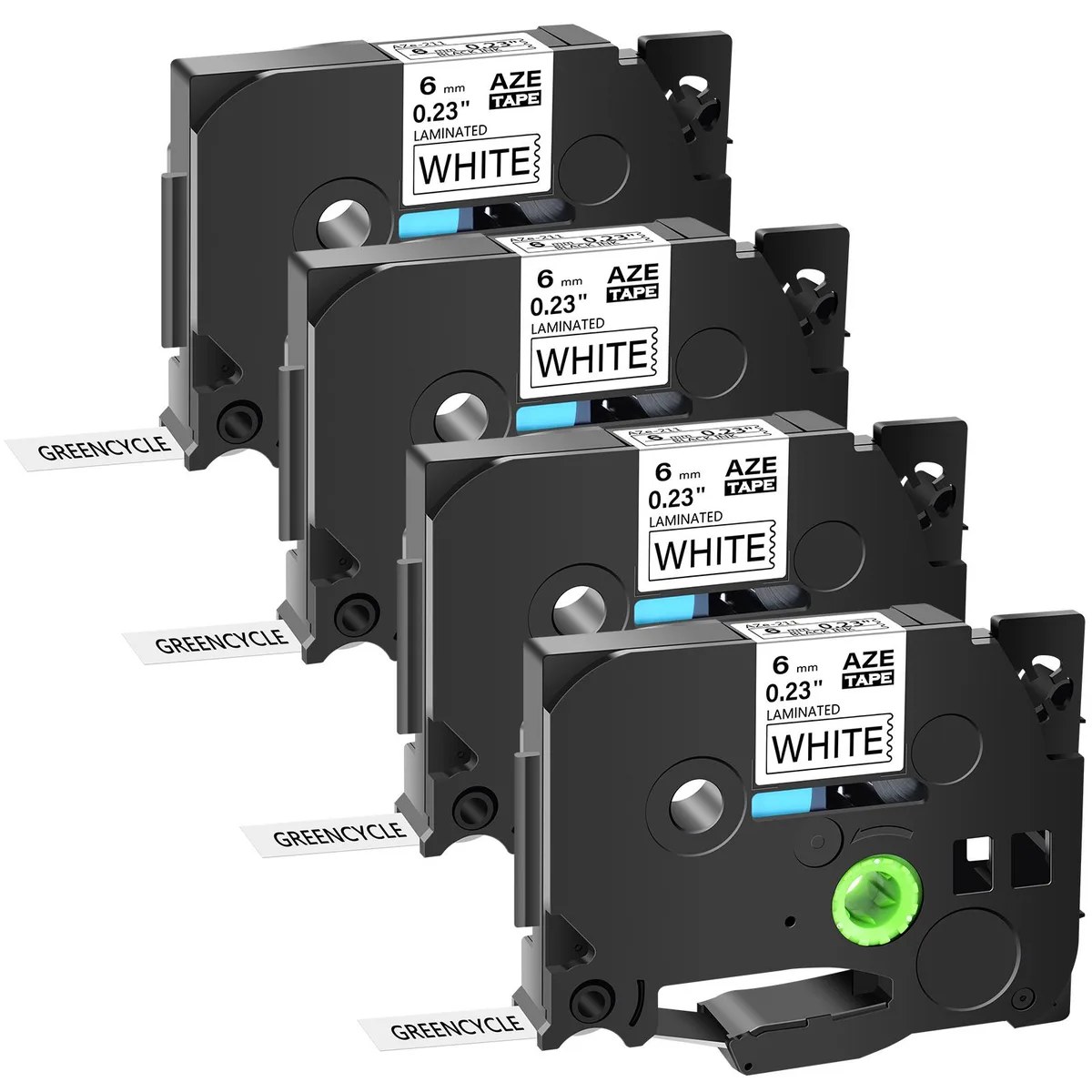 GREENCYCLE GREENCYCLE 4PK TZe-211 Laminated Label Tape 6mm x 8m — product photo