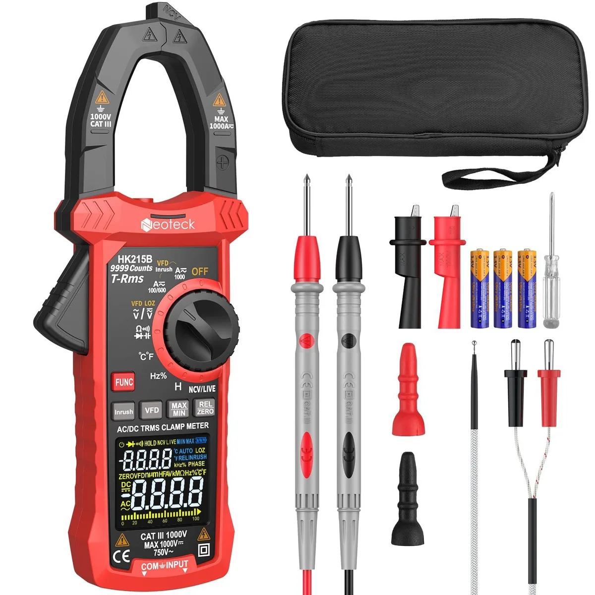 Neoteck digital clamp multimeter with colour screen and 40mm jaw