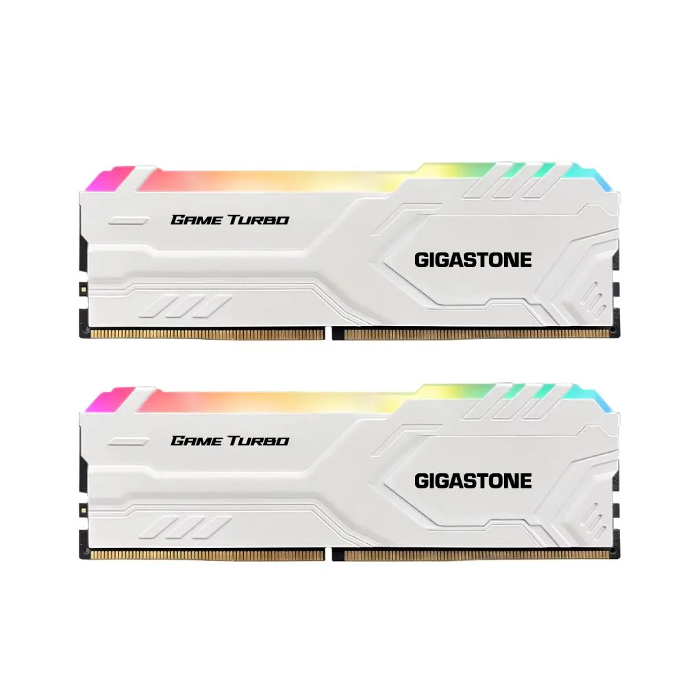 Gigastone Corporation Gigastone Game Turbo White RGB 32GB (2x16GB) DDR4 3200 CL16 desktop RAM — product photo