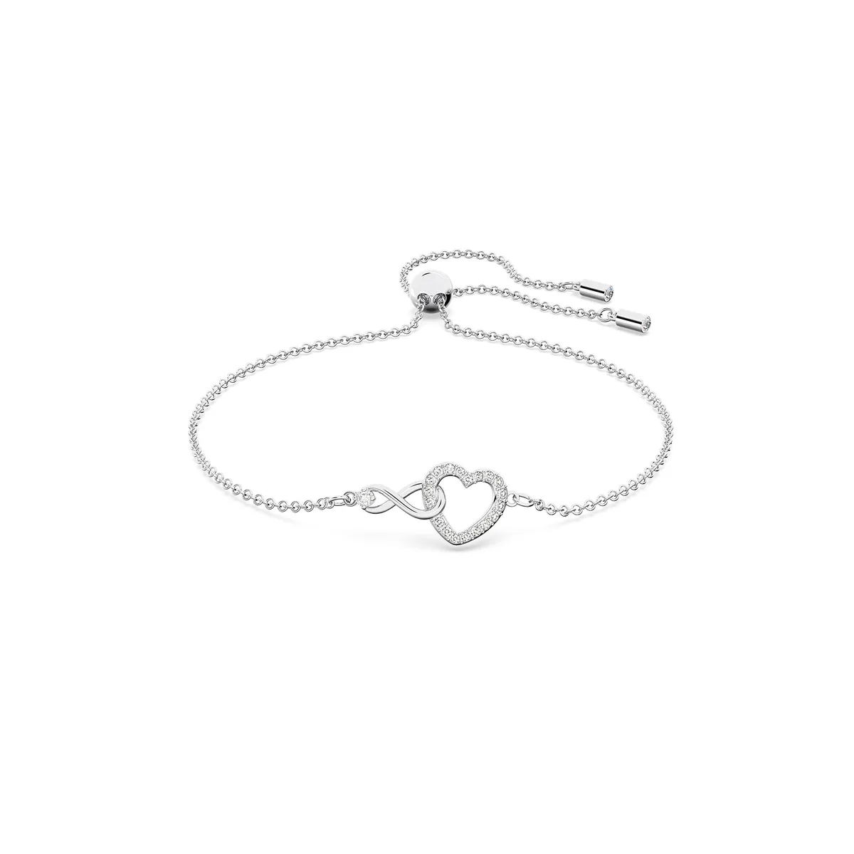  Swarovski Hyperbola Bracelet Clear Crystals Infinity Heart Rhodium Adjustable Chain — product photo