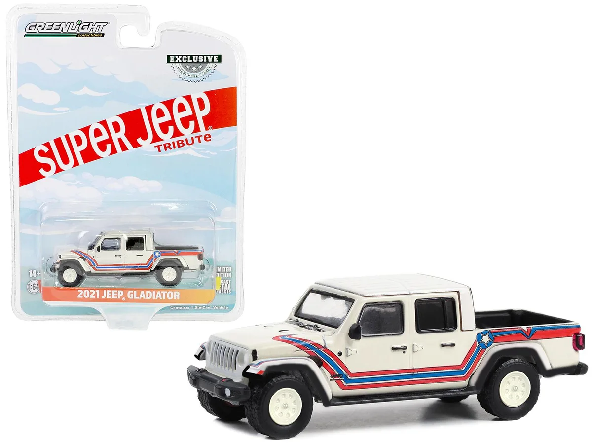 GREENLIGHT GREENLIGHT 2021 Jeep Gladiator "Super Jeep Tribute" 1/64 Hobby Exclusive hobby collectible — product photo