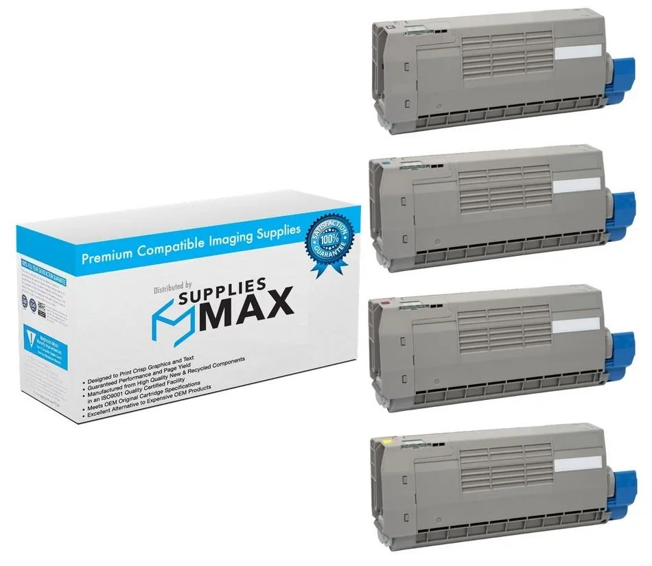 SuppliesMax SuppliesMax Compatible Toner Cartridge Combo Pack for Okidata C712DN/C712N (BK/C/M/Y) 11000 Pages — product photo