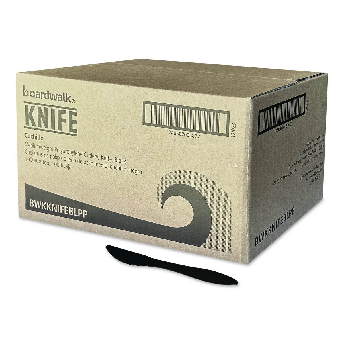 Black mediumweight polypropylene disposable knife, pack of 1000