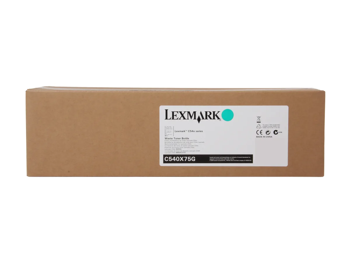 Black rectangular waste toner bottle Lexmark C540X75G