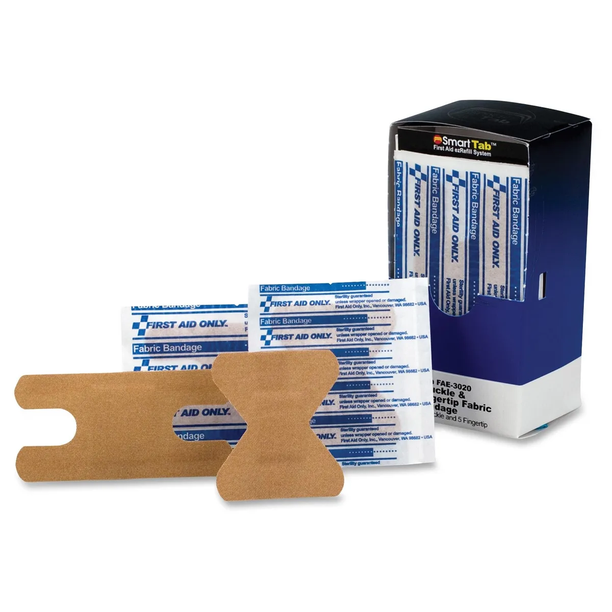 First Aid Only First Aid Only FAE3020 Knuckle/Fingertip Fabric Bandages 10/BX Beige inventory supply — product photo