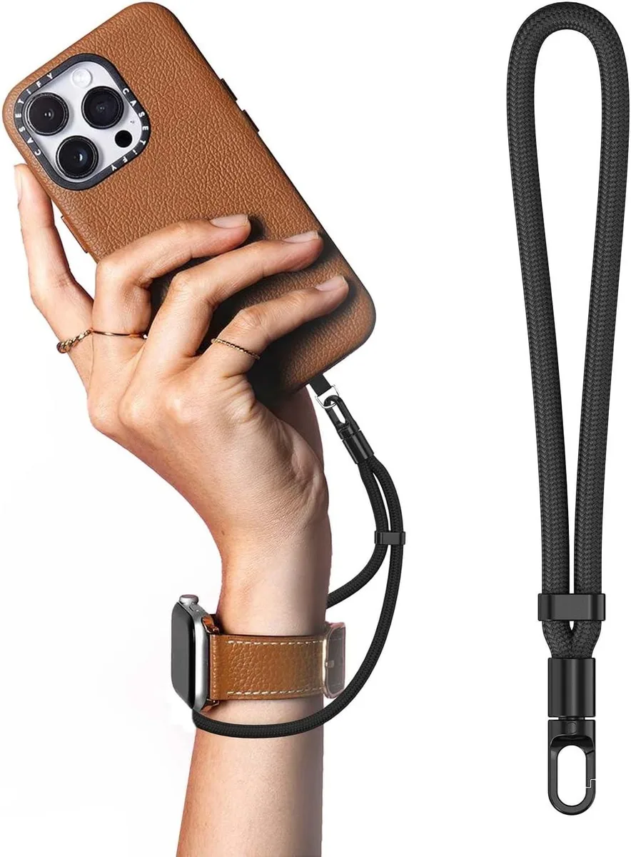 MCHOSE phone wrist strap with 360° rotating hook, adjustable polyester lanyard, compact anti-theft design