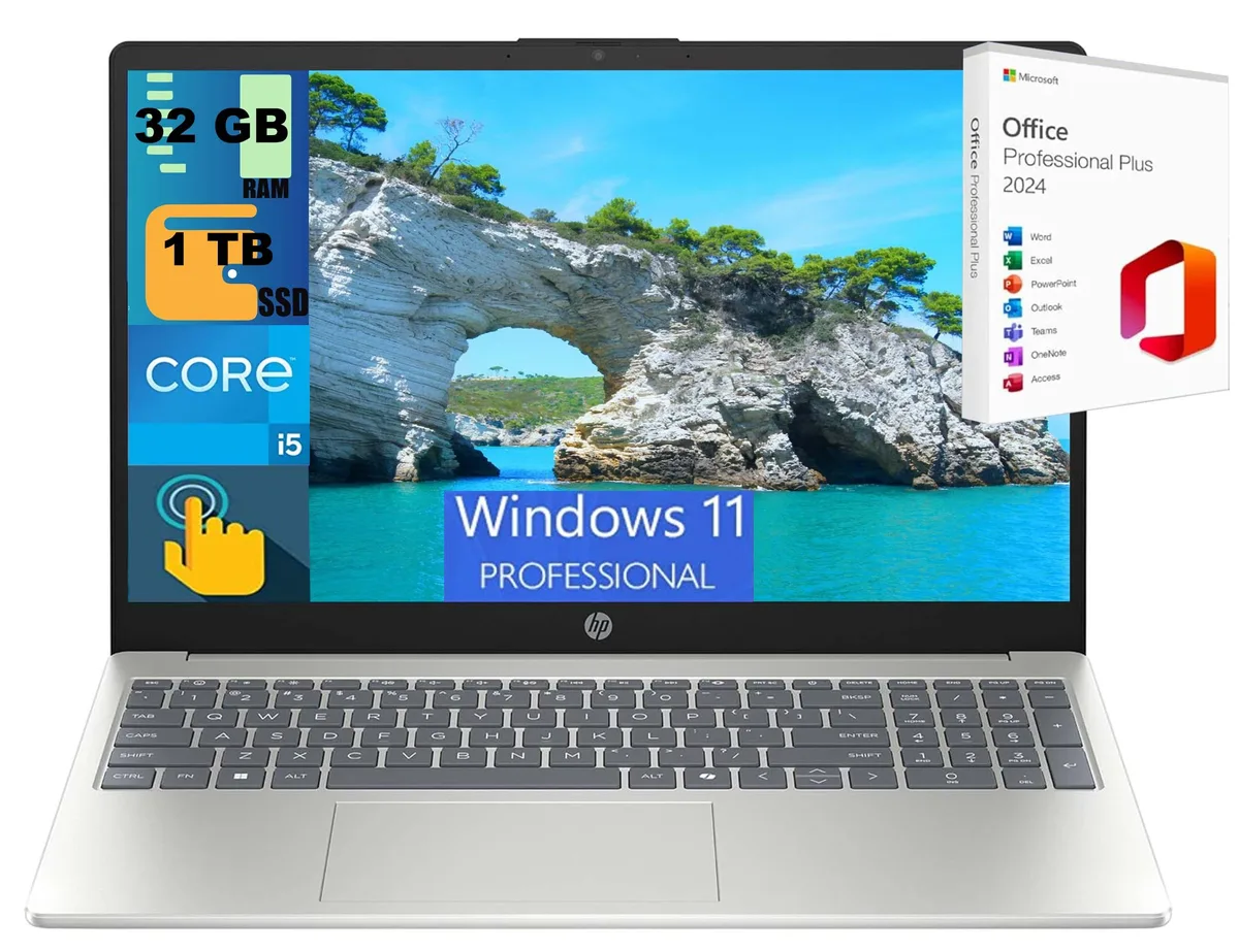 HP HP 15 laptop 15.6" FHD touchscreen i5-1334U 10-core 32GB 1TB PCIe SSD — product photo
