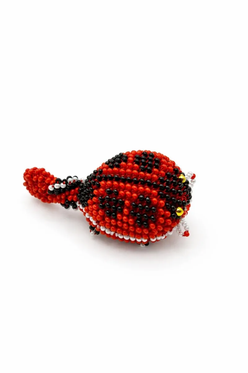  Evening Crystals str 002244 Handmade Beaded Ladybug Ornament Red &amp; Black Glass Bead Art — product photo