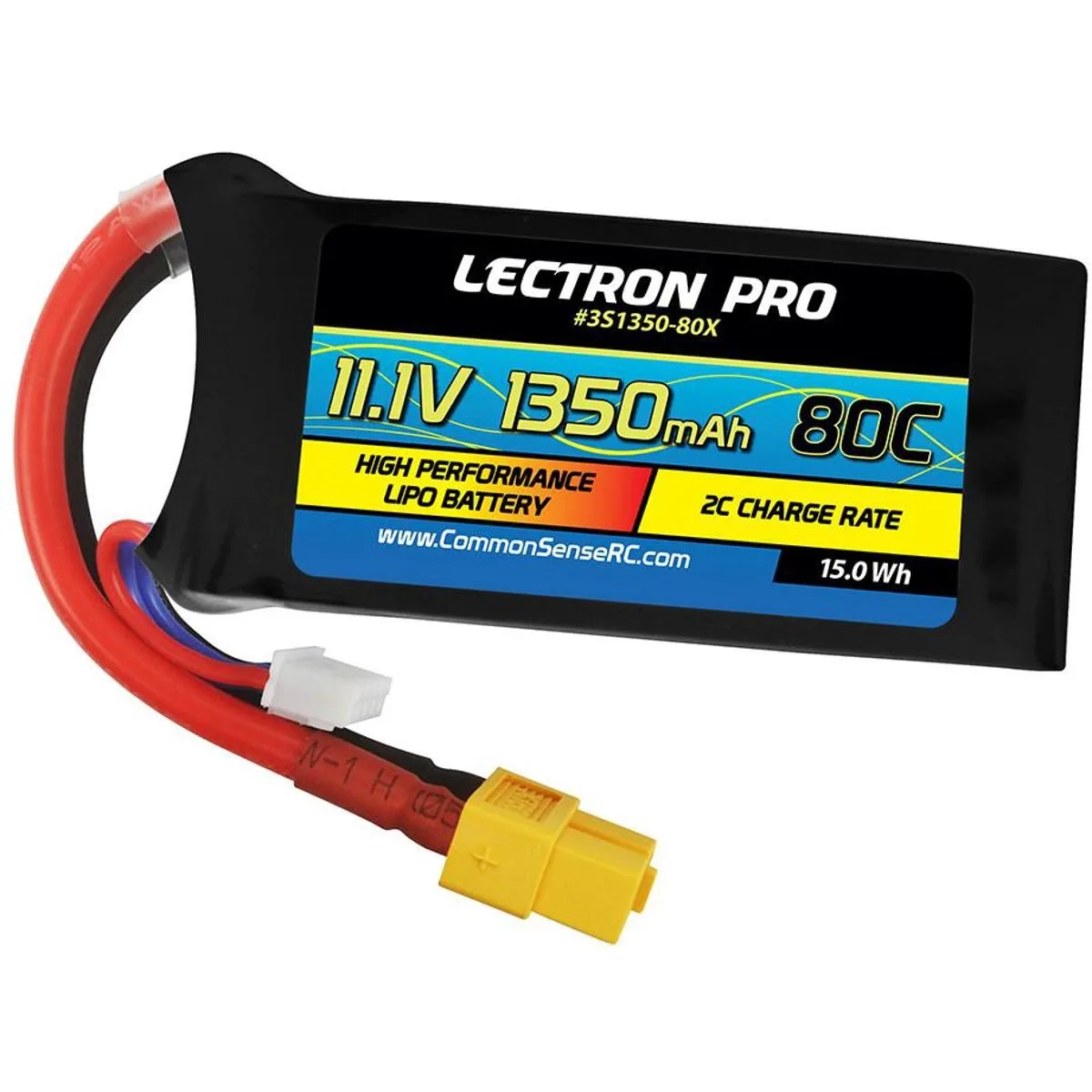Common Sense RC Common Sense RC Lectron Pro 11.1V 1350mAh 80C Li-Po Battery XT60 drone accessory — product photo