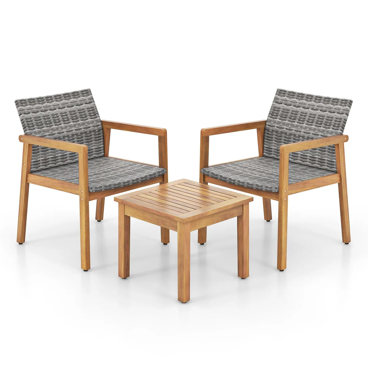 SlickBlue SlickBlue 3-Piece Patio Set Grey Acacia 27x24x31.5 Chair 35.5x20x16 Table — product photo