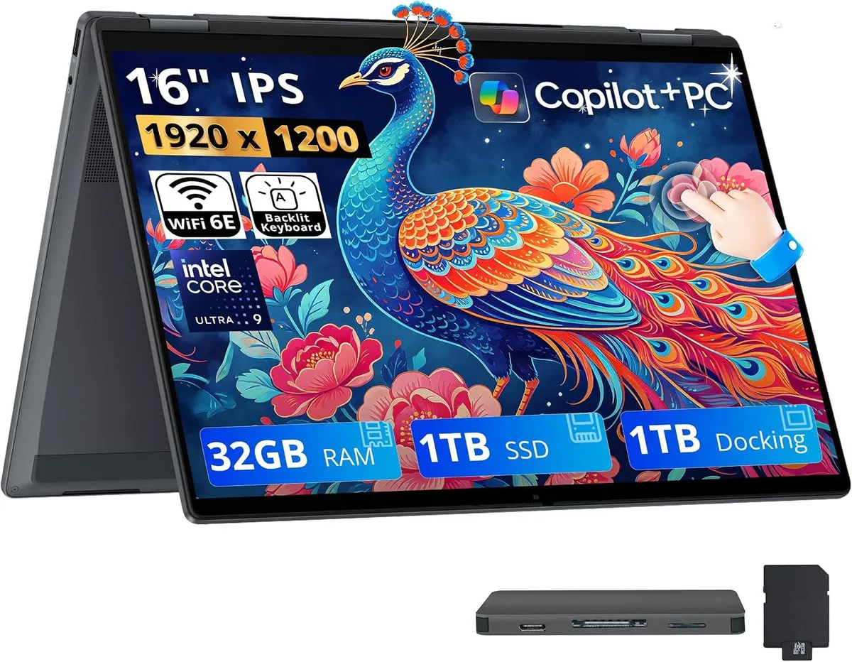 HP HP OmniBook X Flip 2-in-1 16" Touchscreen, Ultra 9 288V, 32GB DDR5, 1TB SSD, Arc 140V, Gray — product photo