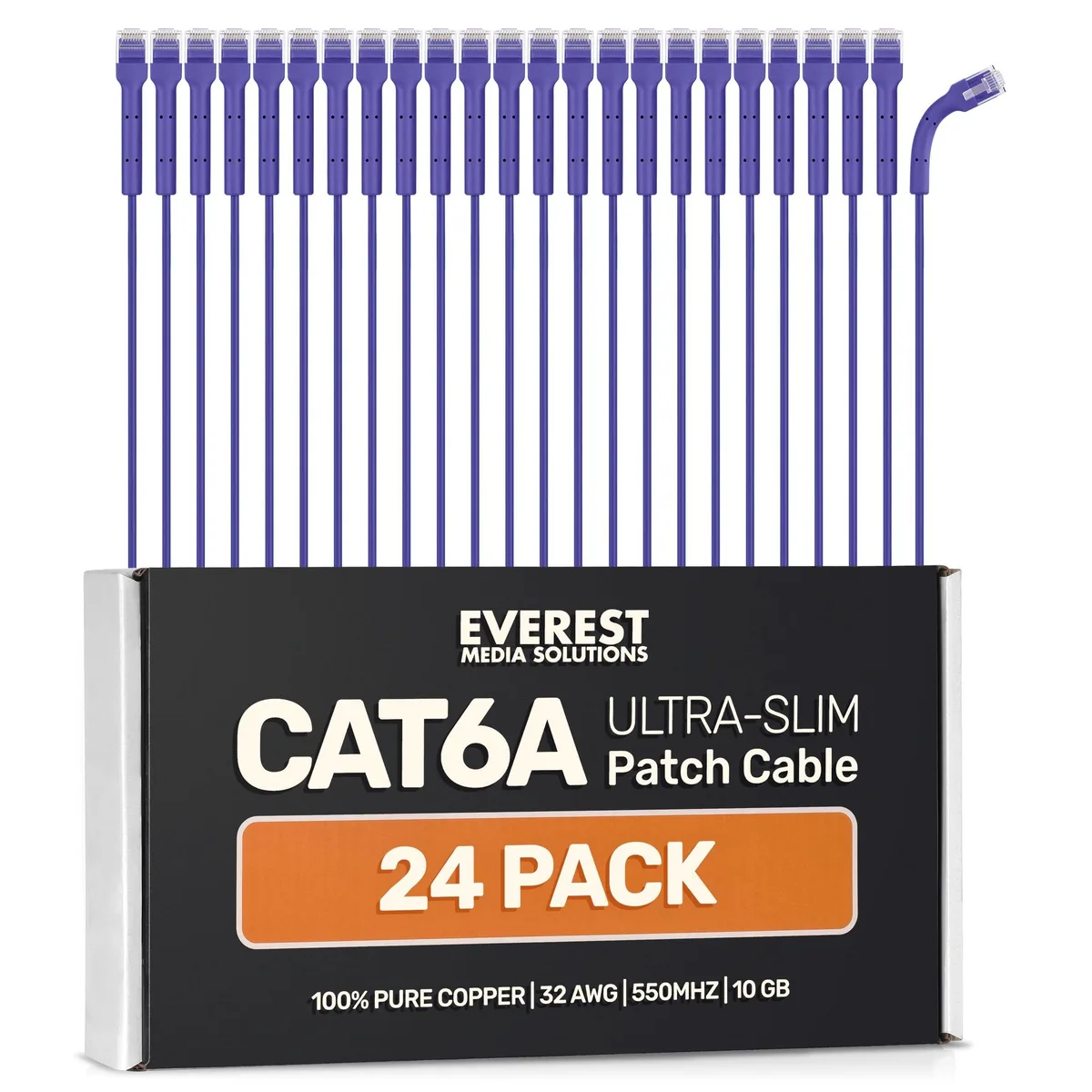 ARCTIC ARCTIC 2 in 1 Accessory Ultra Slim Cat6a 10ft 24-Pack Purple 32AWG 550MHz — product photo