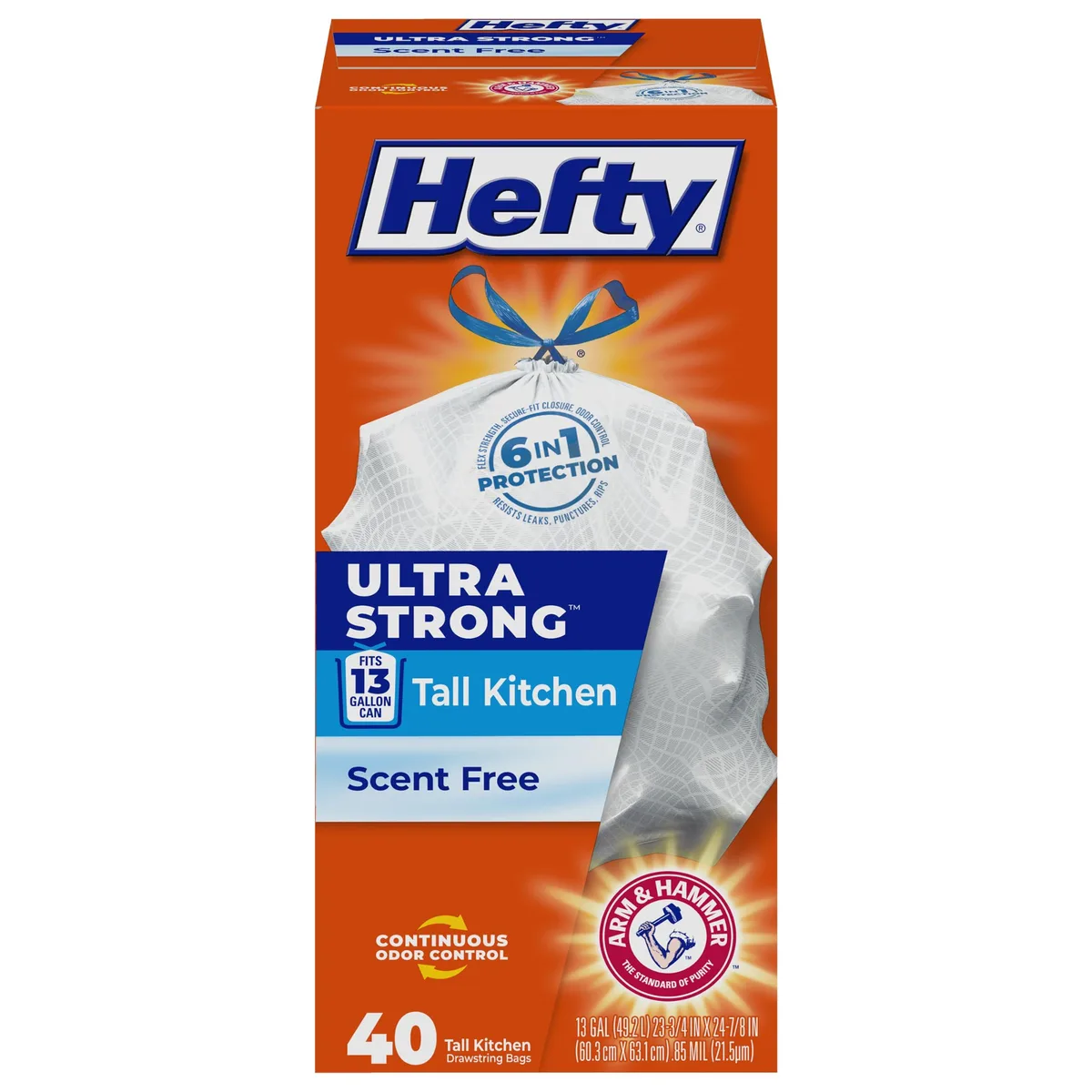  Hefty Ultra Strong 13 Gal Trash Bags White Unscented 40ct — product photo
